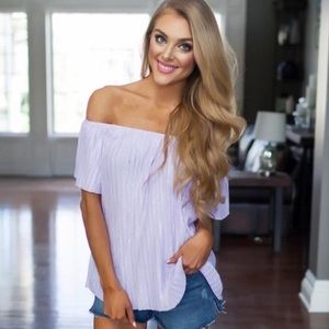 Lavender off the shoulder top
